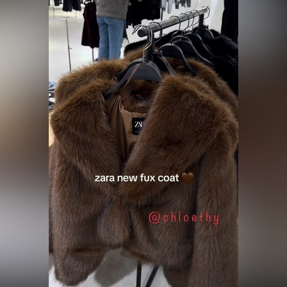 Zara FAUX FUR SHORT COAT - Picture 5 of 16